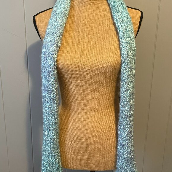 Blue Skinny Scarf - Knit,  Blues and Purples - Picture 1 of 6